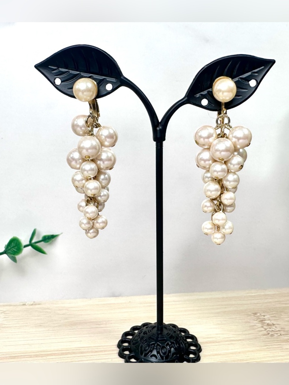 🤍Cluster Faux Pearl Dangle Clip-on Earrings